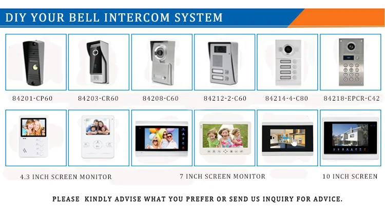 Bcom 7 inch color screen Long Range Wireless Video Intercom with smartphone app control