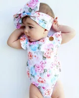 

GG223 wholesale cute infants flower baby bodysuit jumpsuit with headband