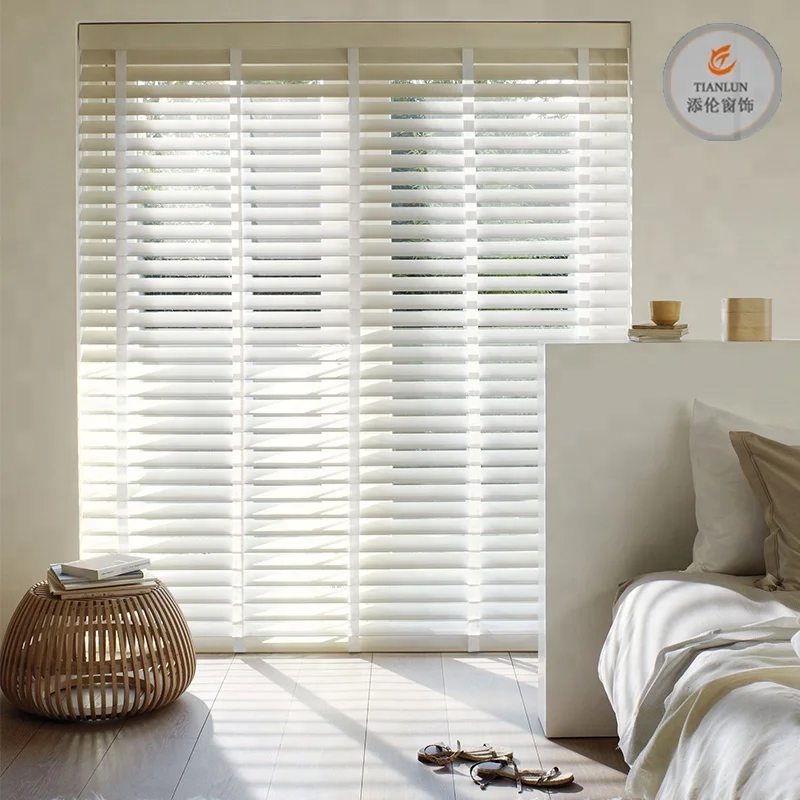 

Pure White outdoor Wooden Venetian Blind/2inch faux wood venetian blinds, Customer's request