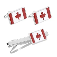 

Fashion men's silver jewelry flag cufflink custom cuff links cufflinks and tie clip set