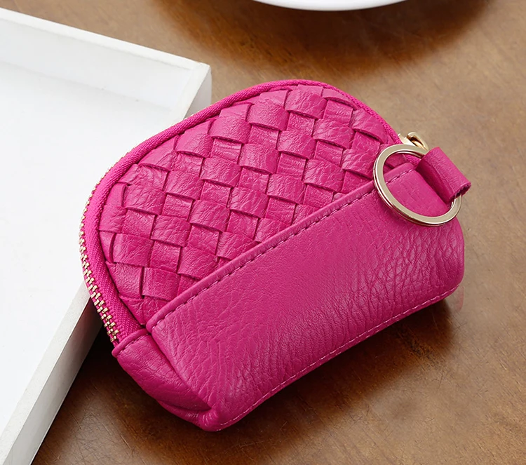 Wholesale weave piink pu leather custom latest design ladies purse