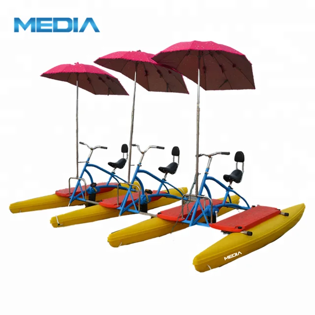 

Hot sale manufacture water pedal bike for 3 persons, Red;yellow;green;orange or others