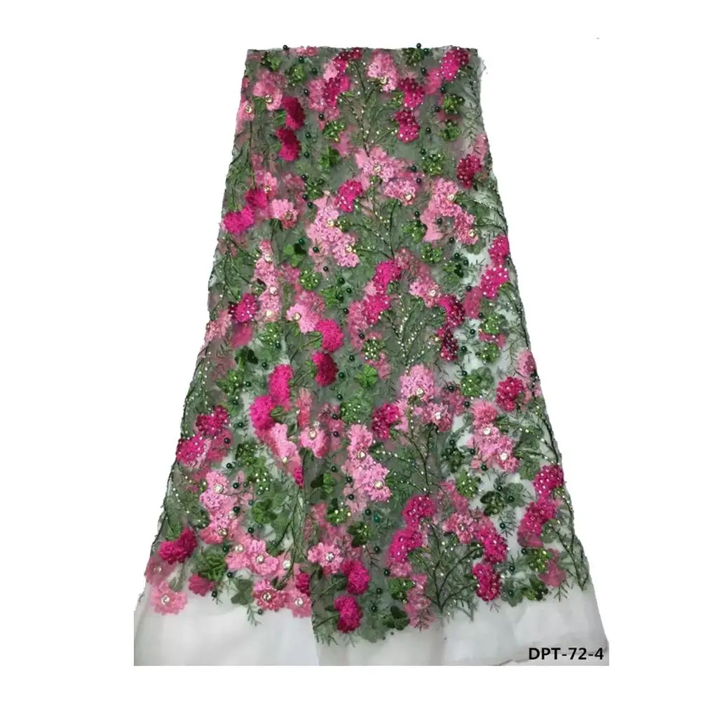 

Soft beaded tulle lace 3d floral net lace fabric for christmas party, 8 colors in stock