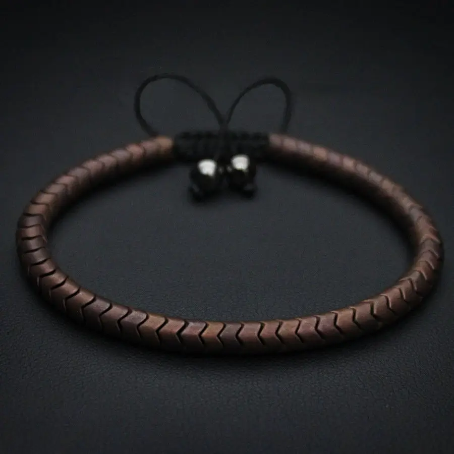 

Handmade Snake Skin Hematite Beads Charm Braided Bracelet Mens Women Armband Friendship Jewelry
