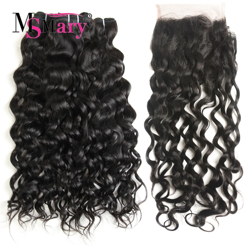 

Wholesale Alibaba 9A Water Wave Raw Indian Human Hair Free Part 3 Bundles with Closure