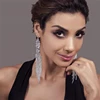KM Beauty Products for Women Wedding Sparkle Multilayer Crystal Diamond Earrings Long Pendant CZ Drop Dangle Bridal Earrings