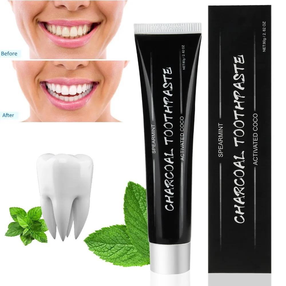 

coconut oil Teeth Whitening Charcoal Toothpaste Black cleaning paste, Black paste