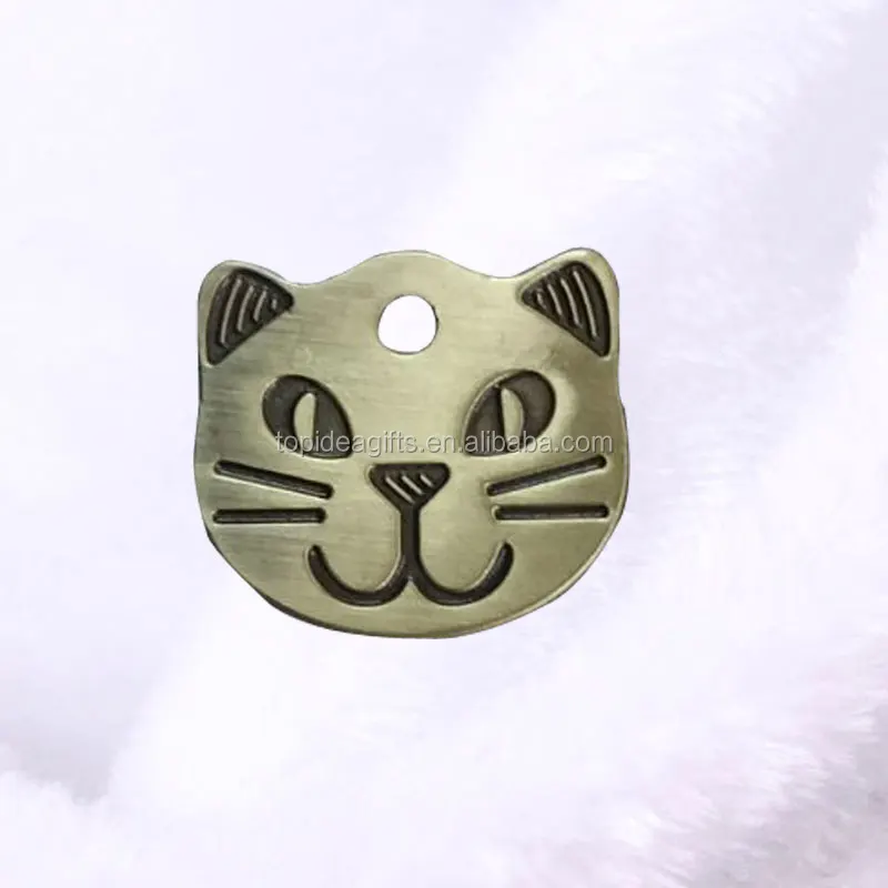 Chrome Finish Cat Face Id Dog Tags Engraved Free Antique Brass Metal Cat Pet Tags Wholesale Buy Pet Id Tag Engraving Machine Chrome Finish Cat Face Id Dog Tags Engrave Free Metal Cat