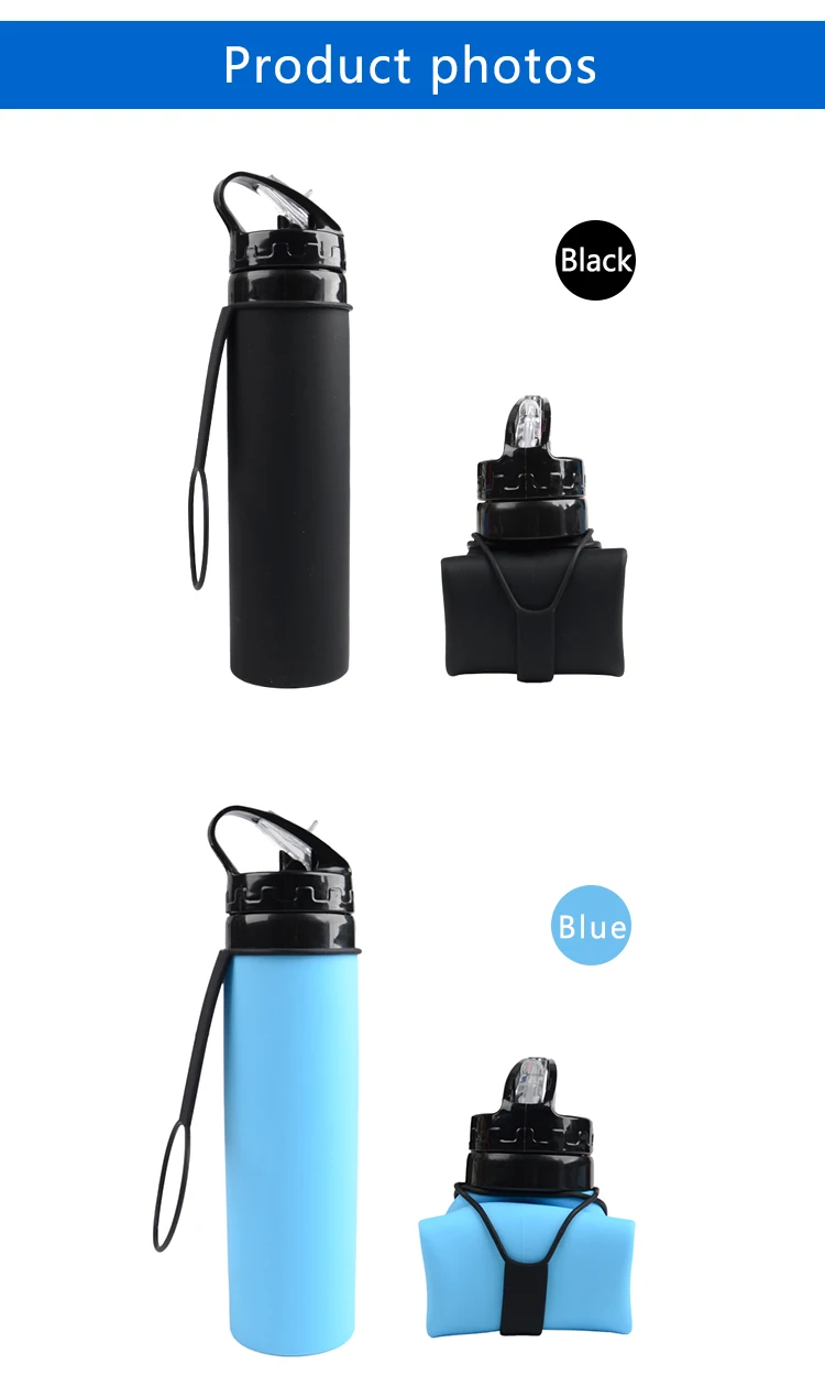 BPA Free Silicone Leak Proof Sport Folding Collapsible Travel Drink Water Bottle Carrier for Outdoor  5