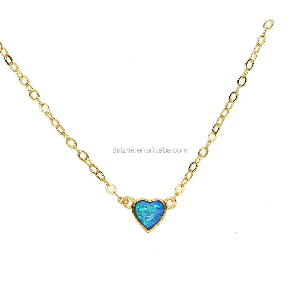 

hot sale blue opal stone paved heart shape pendant necklace with tiny chain for women wedding necklace gift 41 with 5cm, Black