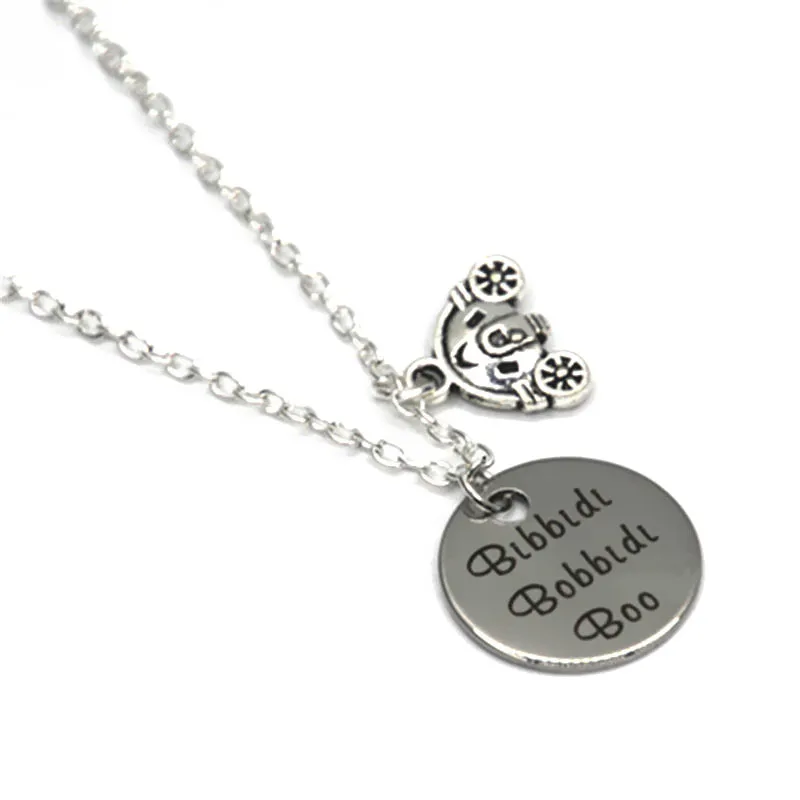 

The Fairy Godmother quote bibbidi bibbidi boo necklace pumpkin carriage charm