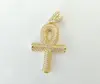 white gold plated micro pave setting religious ankh charm in sterling silver