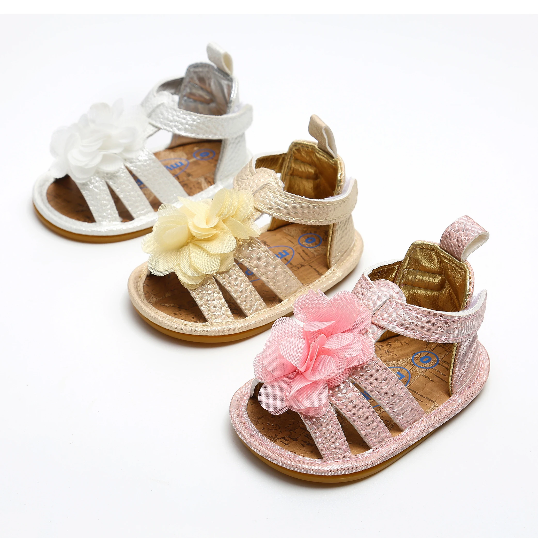 

PU Leather shoes Lace flower Wedding party baby barefoot Toddler sandals for girl