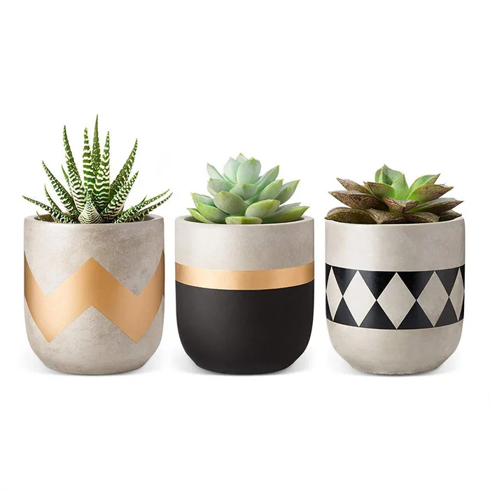 

Set of 3 Cement Succulent Planter Mini Indoor Flower Pot for Cactus Home Decoration Concrete Planter, As show or customized