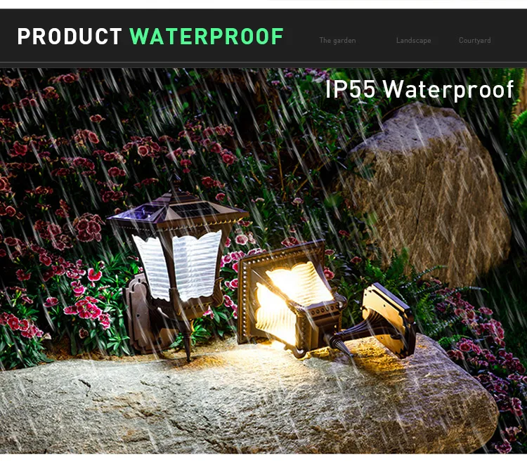 Aluminum Wireless IP55 Waterproof Led Outdoor Solar Powered Wall Light