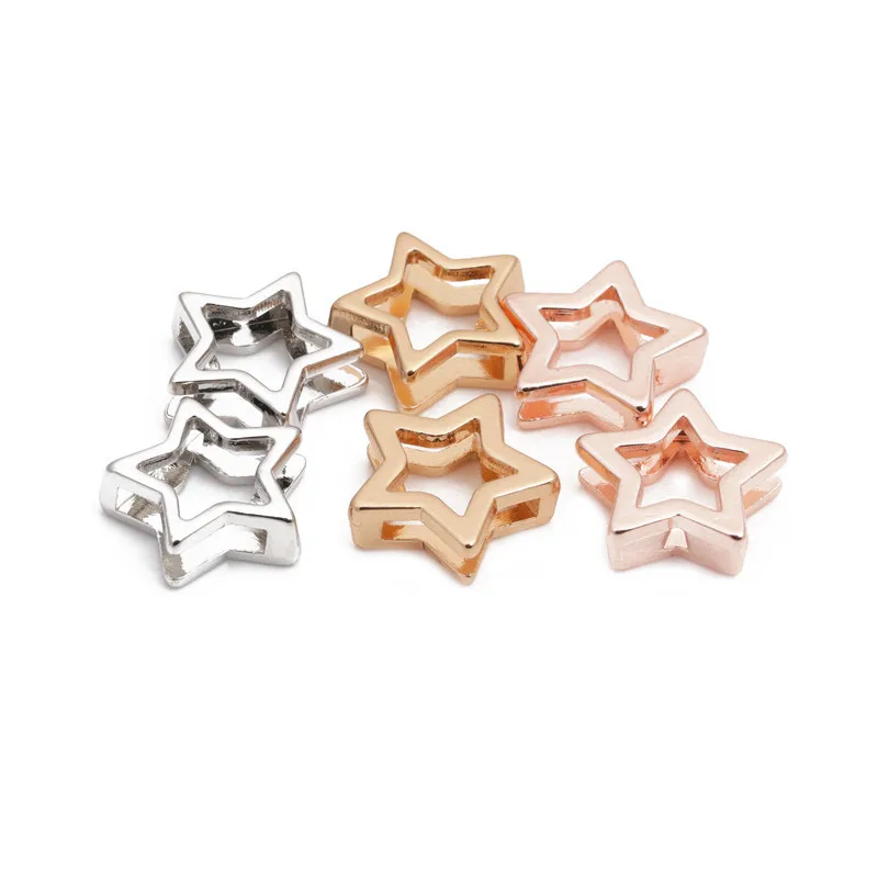 

Hot Selling Accessories Slide Charms for bracelets Jewellery simple Star Zircon Embed Charms Pendant DIY Slider Charms, Picture