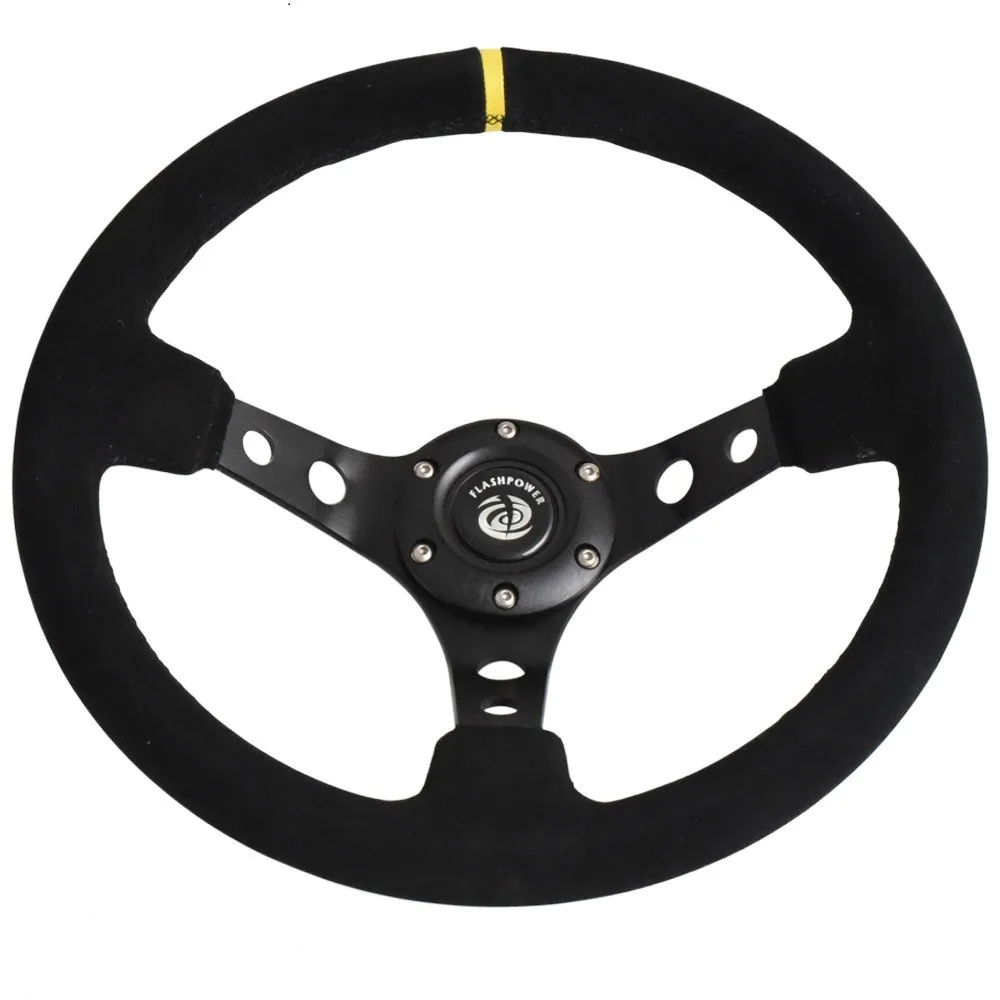 China 350mm Sports Omp Suede Steering Wheel With Black Spoke For Hot 