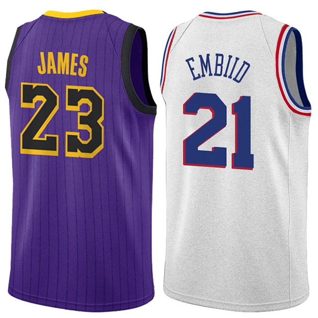 

2019 New hot sale Men 21 Joel Embiid 3 Dwyane Wade 23 james Custom basketball jersey