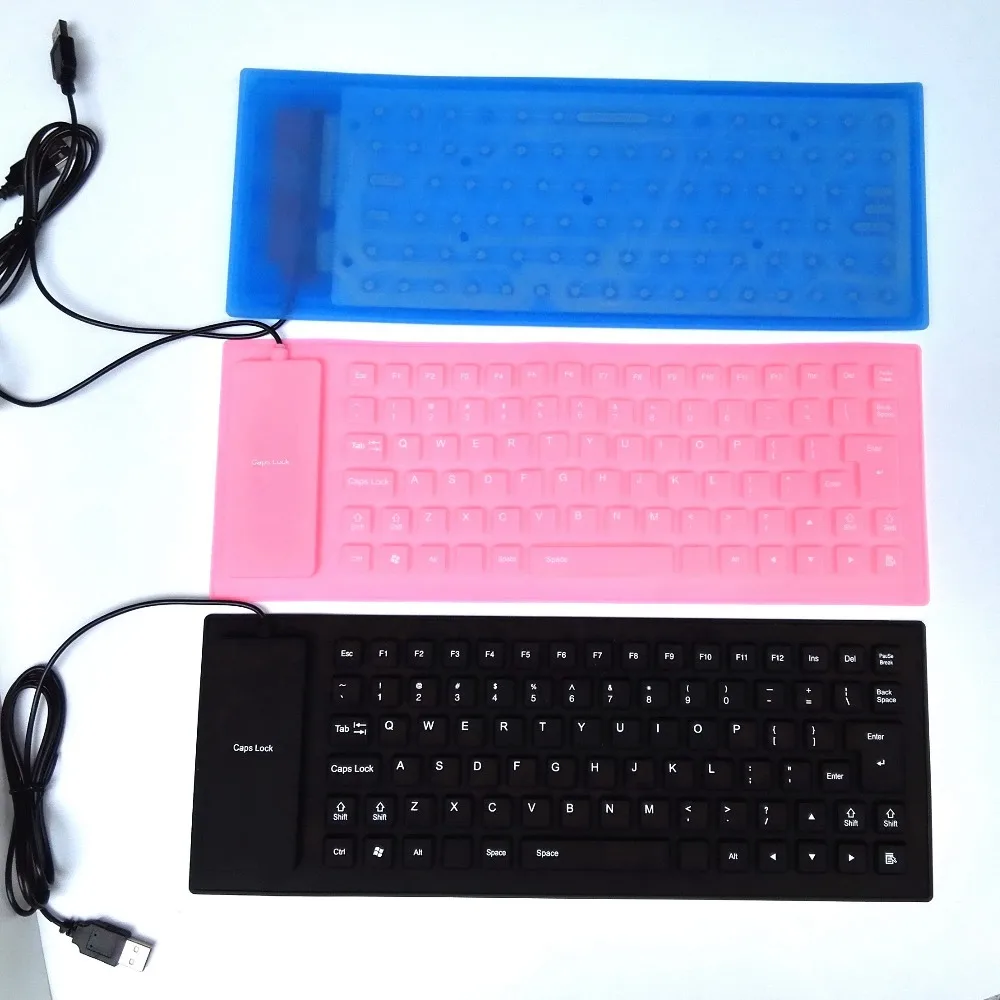 

USB 85 keys Silicone Flexible Keyboard with hebrew or russian sticker