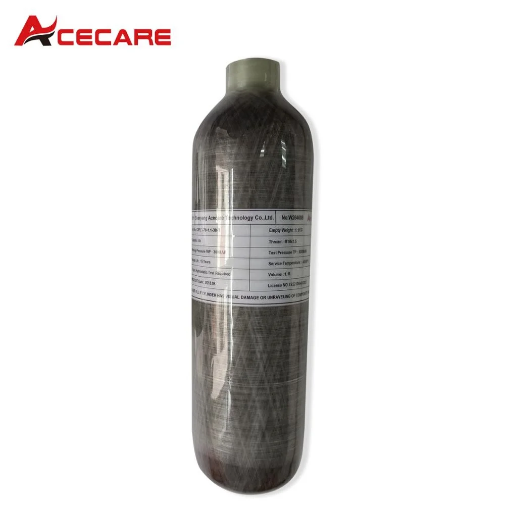 

Acecare hot sale 1.1 L 4500psi 300bar high pressure carbon fiber gas cylinder for paintball