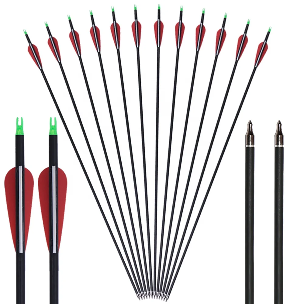 

High quality archery arrows carbon hunting arrows 7.8mm carbon arrow 500 spine for compound bow shooting