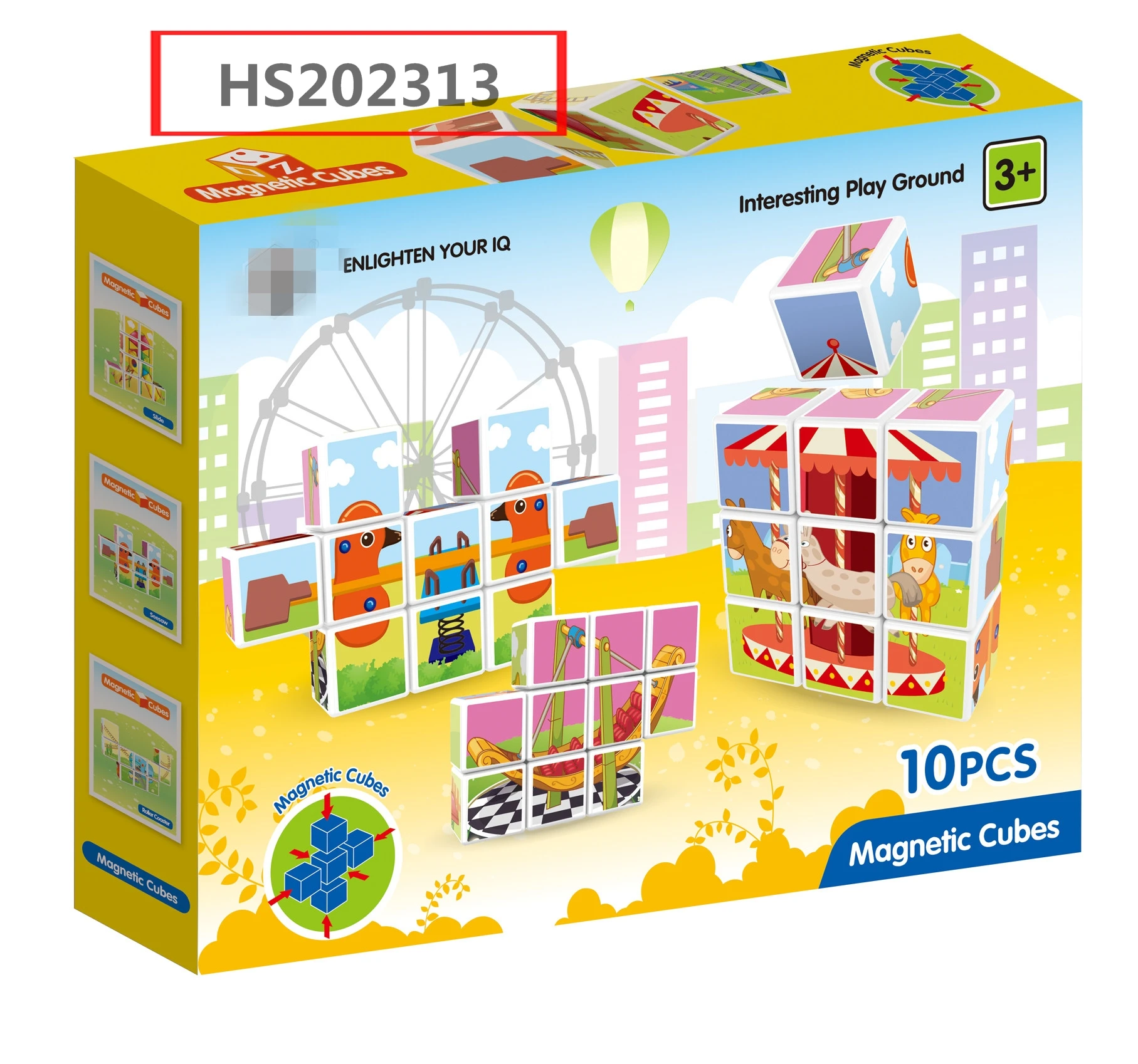 HS202313, Huwsin Toys, Magnetic magic cube,magneticbuilding block,10pcs, Educational toy