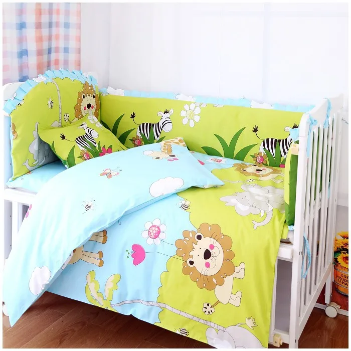 Promotion 7pcs Lion Crib bedding kit baby bedding kit bed around baby bed bumper duvet matress