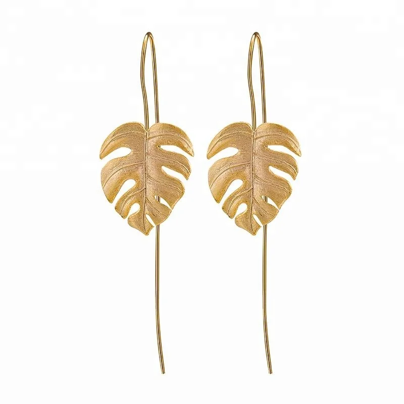 Fashion Leaf Silver Dangle gold earring