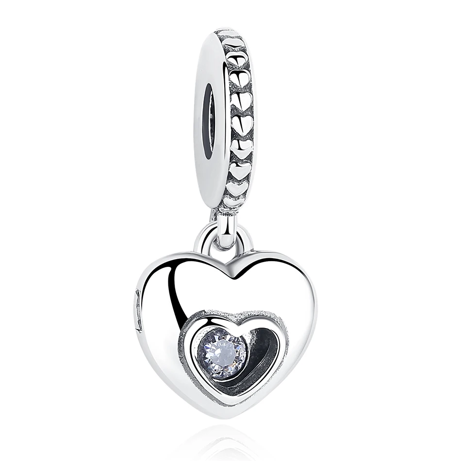 

Best Selling 925 Sterling Silver Charm CZ Love Heart Charms Beads for Original Bracelet DIY Jewelry Making