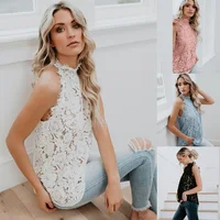 

Floral Lace Hollow Out Women Shirts Sleeveless Casual Ladies Summer Blouses 2019 Fashion Elegant Sexy Basic Tops Coldker