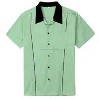 

Cheap Short Sleeves Cotton Fishing Shirt Black Piping Designs Vintage Bowling Shirts For Men