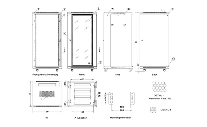 Kn Aa2 Professional 19 Inch 18u 47u Network Server Rack Network