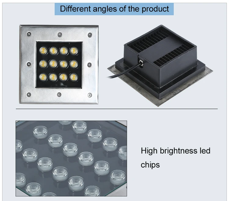 High Brightness SMD Bridgelux Ip66 outdoor Adjustable single color RGB 36w inground light led underground