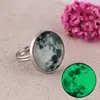 Moon Universe Dream Luminous Ring Glow in the Dark Glass Gem Rings Adjustable