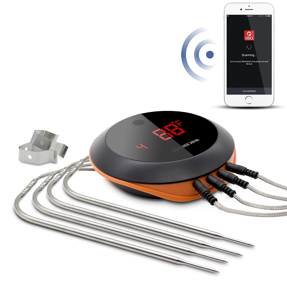 

Inkbird IBT-4XR wireless digital BBQ meat thermometer cooking, Orange