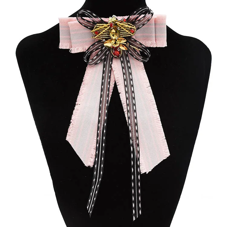 

Women Crystal Rhinestone Butterfly Tie Collar Pin Brooch Lady Neck Collar Accessory, Pink ,black ,green