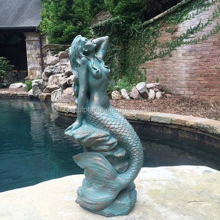 China Hot Sale Cast Bronze Colored Mermaid Sculpture 