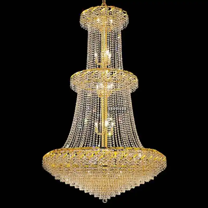 Wholesale modern luxury golden pendant light empire hotel crystal chandelier