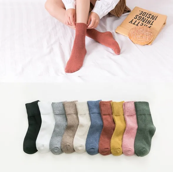 
winter foundation pure color versatile thread mouth girls pure cotton stockings  (60822944931)