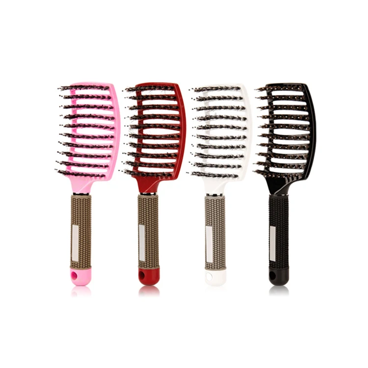 

Wholesale professional Curly & Tangled Hair Vent Brush plastic hair comb brush, Black red gray green blue