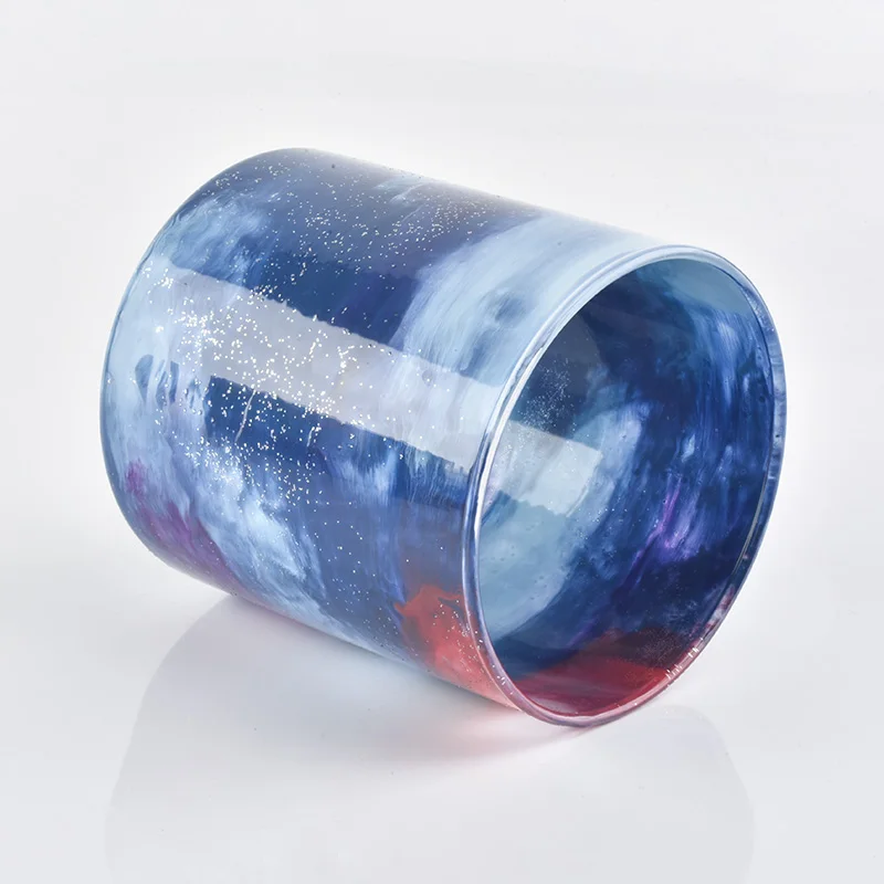 Colorful sky customized candle vessel glass candle holder wedding decor in bulk