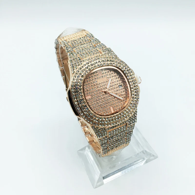 

DAICY jewelry wholesale hot sale cheap high quality heavy hip hop iced out bling rose gold men diamond watches