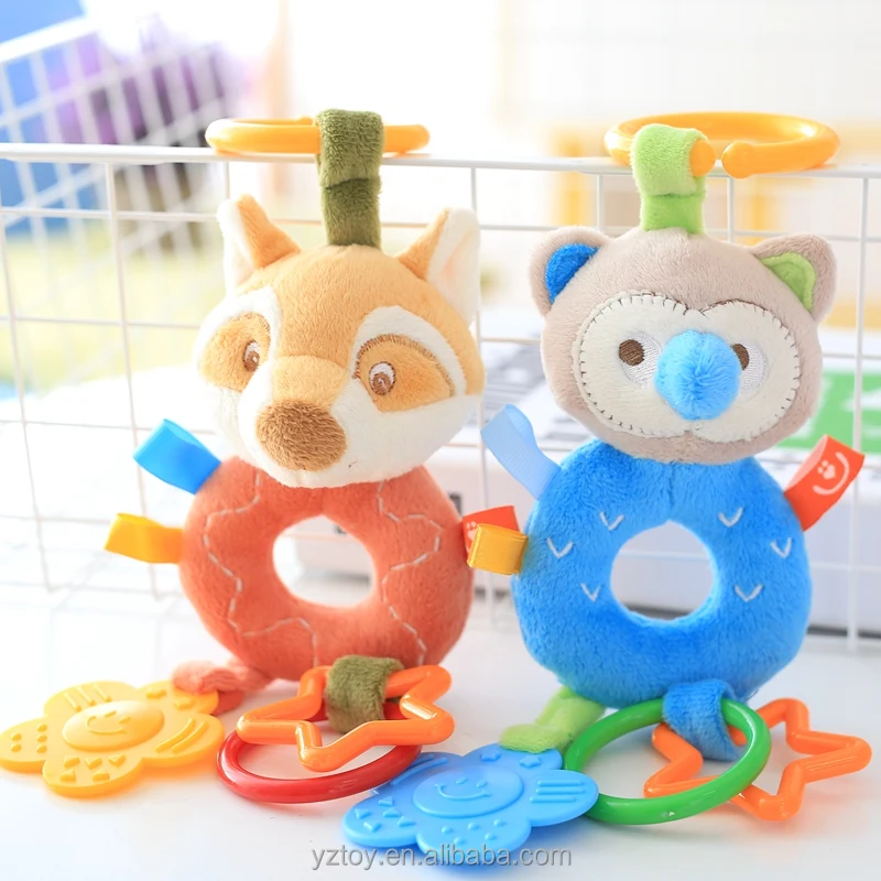 

To appease the small fox doll Teether toy owl baby doll teeth rattle, Blue;yellow