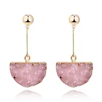 

Resin Stone Druzy Earings For Women Jewelry Handmade Semicircle Drusy Drop Dangle Earring