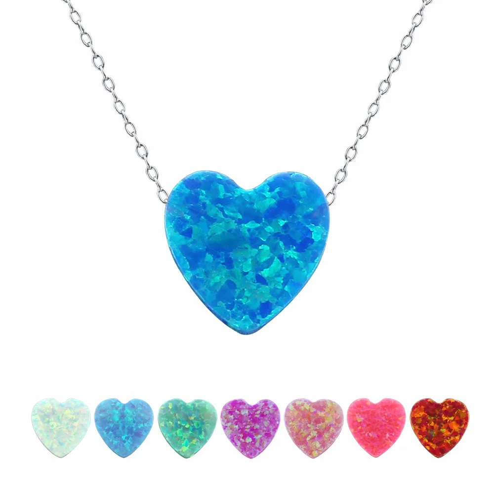 

New Arrival Hand Design Choker Charming Heart Shape Opal Pendant Necklace, Blue,pink,white,red,sky blue and so on