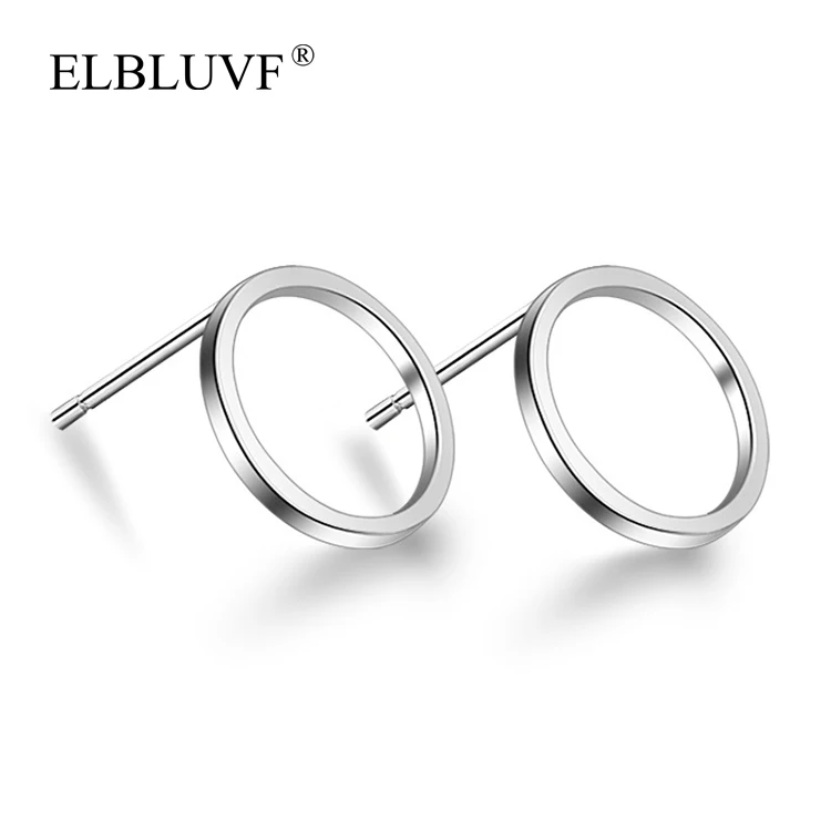 

ELBLUVF 925 Silver Plated Copper Alloy Jewelry Geometric Earrings Circular Shape Triangle Simple Square Jewelry, White gold