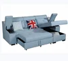 2018 blue corner storage sofa for living room