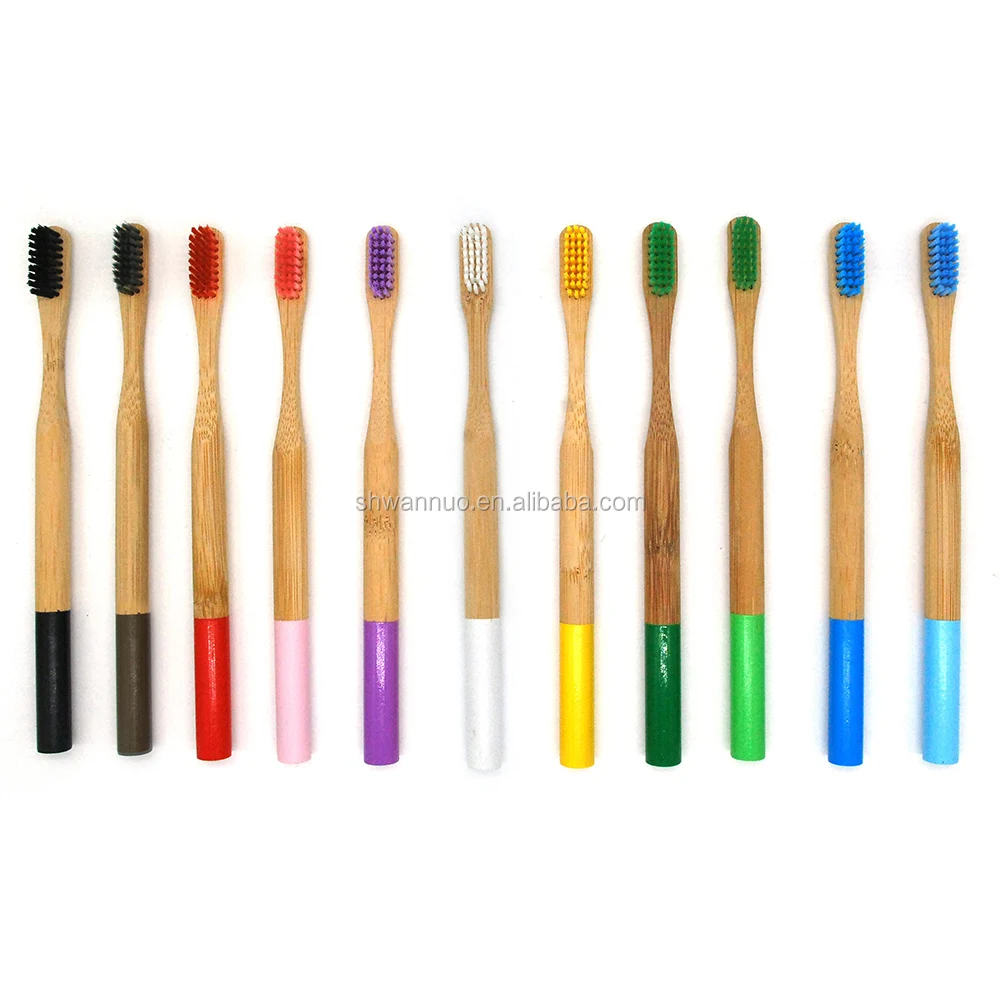 

Wanuocraft Organic Eco Friendly Colorful Round Handle Bamboo Toothbrushes With Soft Nylon Bristles, Any color
