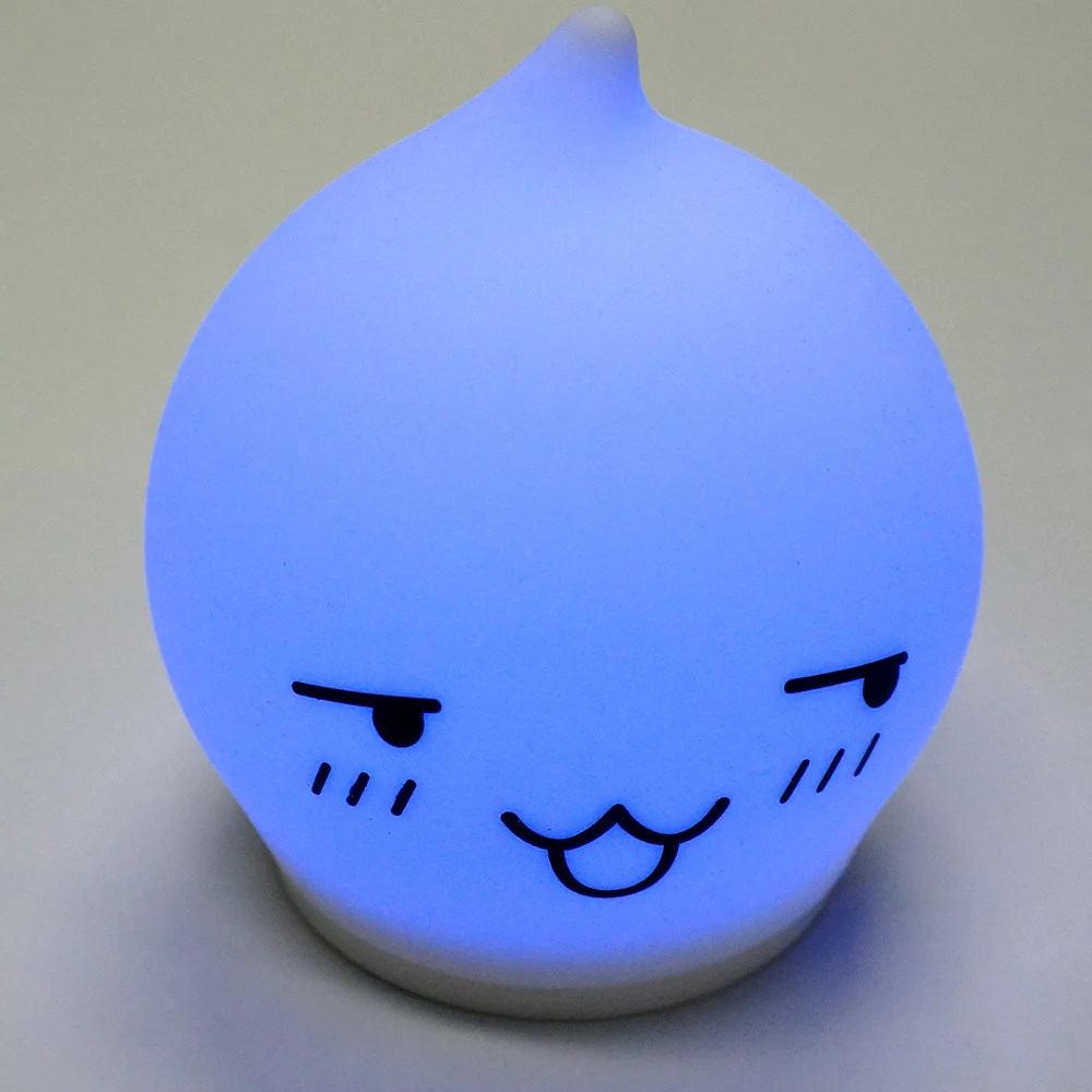 Color Change Led Lamp Emoji Silicone Night Light With Touch Button For