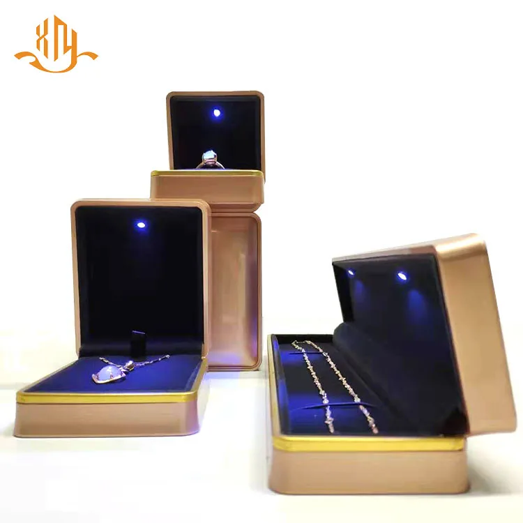 

XIANGYU Custom Plastic Led Light Jewelry Ring Necklace Packaging Gift Box With Logo, Customized color